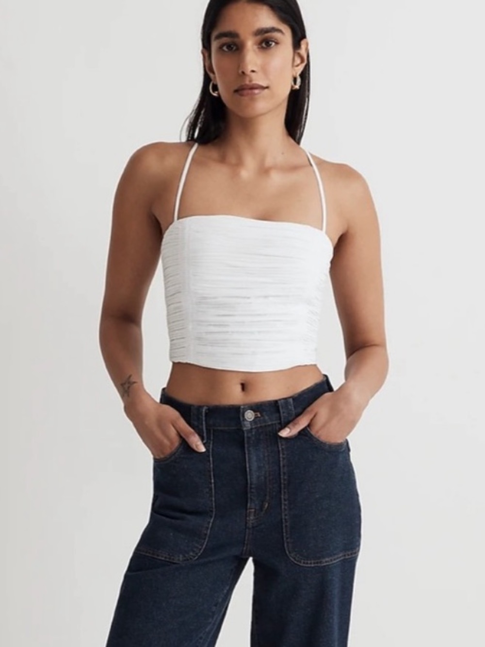 Madewell Poplin Pleated Tube Top NWT Womens Size 10